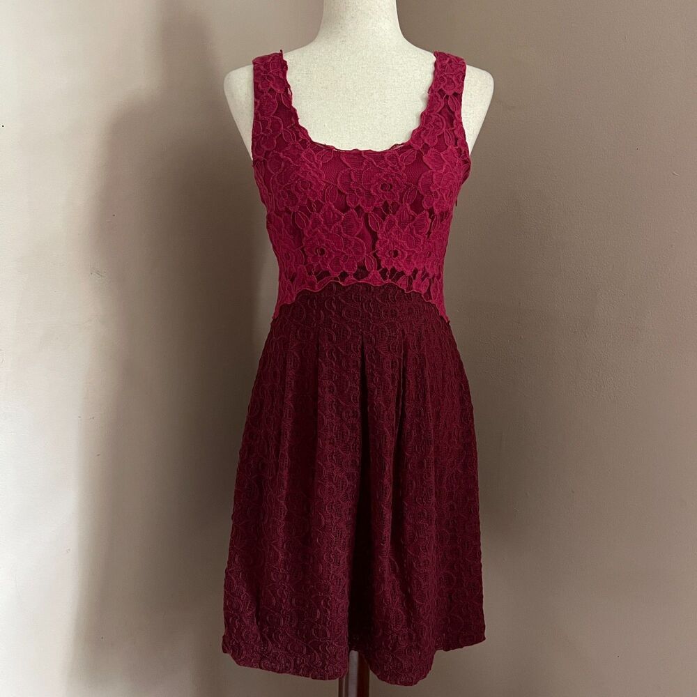 Moulinette Soeurs Anthropologie Carmindy Dress Lace Fit Flare Pink Coquette Sz 2